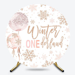 Lofaris White Gold Snowflake Round Winter Onederland Backdrop