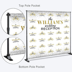 Lofaris White Gold Step And Repeat Custom Name Wedding Backdrop