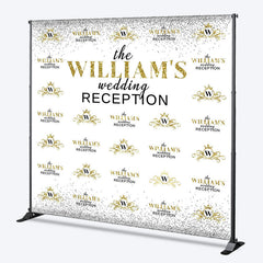 Lofaris White Gold Step And Repeat Custom Name Wedding Backdrop