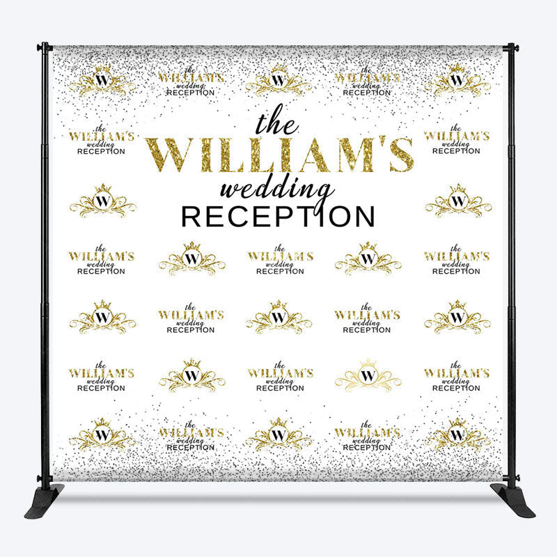 Lofaris White Gold Step And Repeat Custom Name Wedding Backdrop