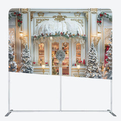 Lofaris White Gold Store Christmas Tension Fabric Backdrop