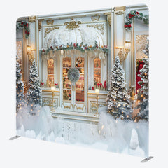 Lofaris White Gold Store Christmas Tension Fabric Backdrop