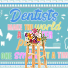 Lofaris White Green Thank Text Happy Dentists Day Backdrop