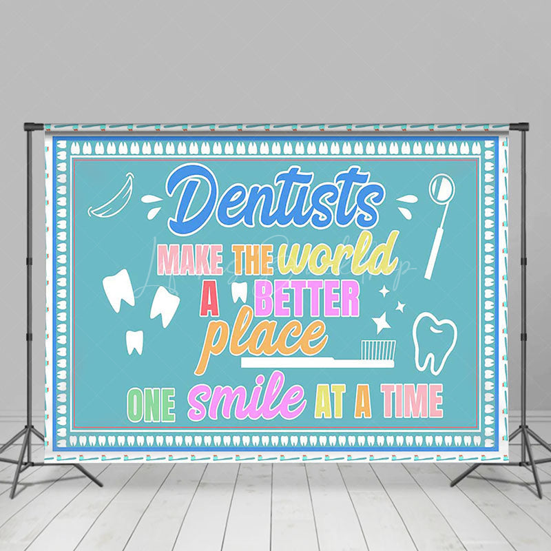 Lofaris White Green Thank Text Happy Dentists Day Backdrop