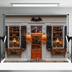 Lofaris White Grey Halloween Store Bats Porch Photo Backdrop