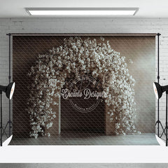 Lofaris White Grey Wall Arch Floral Wedding Photo Backdrop