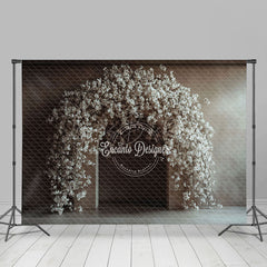 Lofaris White Grey Wall Arch Floral Wedding Photo Backdrop