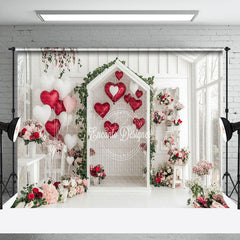 Lofaris White House Balloons Floral Valentines Day Backdrop