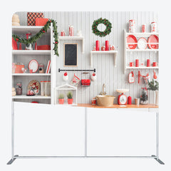 Lofaris White Kitchen Christmas Tension Fabric Backdrop