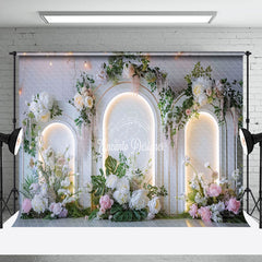 Lofaris White Lighted Arch Wall Plant Floral Wedding Backdrop