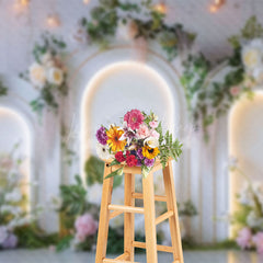 Lofaris White Lighted Arch Wall Plant Floral Wedding Backdrop