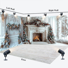 Lofaris White Luxury Fireplace Christmas Room Set Backdrop