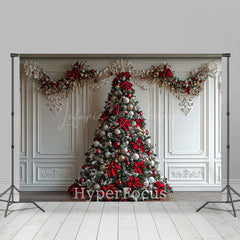 Lofaris White Luxury Wall Red Bow Tie Tree Christmas Backdrop