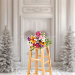 Lofaris White Luxury Window Winter Snowy Forest Backdrop