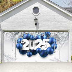 Lofaris White Pine Leaves Blue Balloon Garage Door Banner