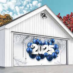 Lofaris White Pine Leaves Blue Balloon Garage Door Banner