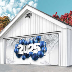 Lofaris White Pine Leaves Blue Balloon Garage Door Banner