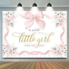 Lofaris White Pink Floral Bow Tie Sweet Little Girl Backdrop