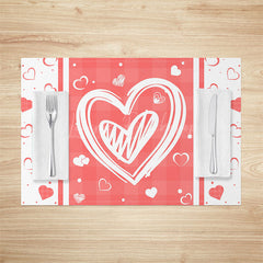 Lofaris White Pink Heart Valentines Day Set Of 4 Placemats