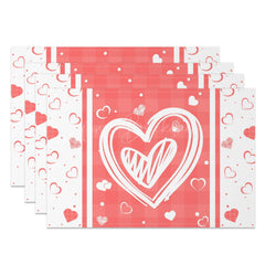 Lofaris White Pink Heart Valentines Day Set Of 4 Placemats