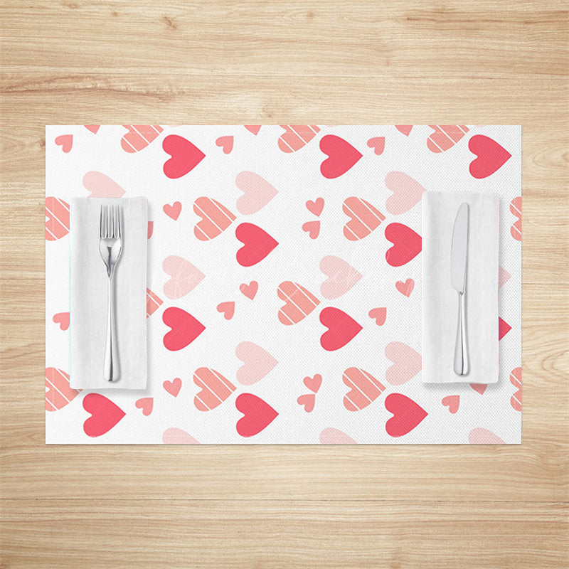 Lofaris White Pink Hearts Valentines Day Set Of 4 Placemats