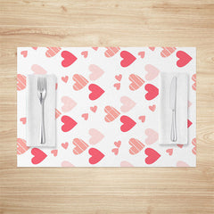 Lofaris White Pink Hearts Valentines Day Set Of 4 Placemats