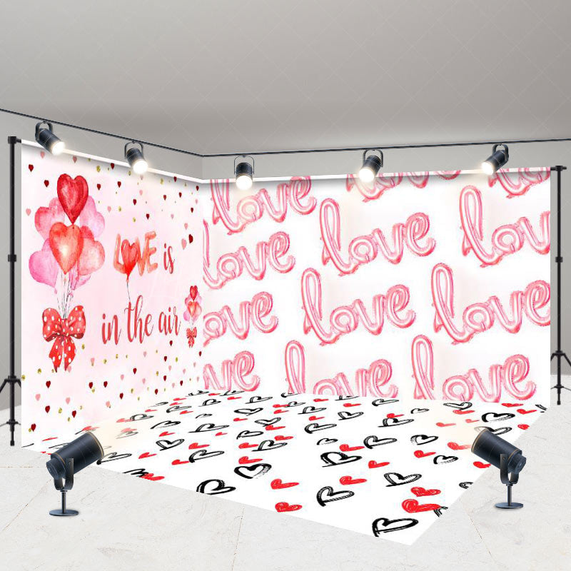 Lofaris White Pink Love Valentines Day Room Set Backdrop