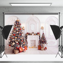 Lofaris White Pink Wall Pine Tree Gifts Christmas Backdrop