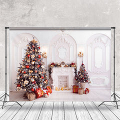 Lofaris White Pink Wall Pine Tree Gifts Christmas Backdrop