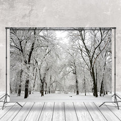 Lofaris White Pure Snowy World Forest Winter Photo Backdrop