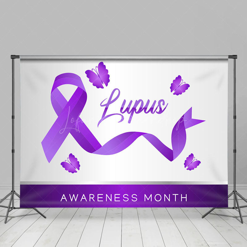 Lofaris White Purple Butterfly Lupus Awareness Month Backdrop