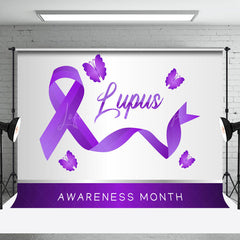 Lofaris White Purple Butterfly Lupus Awareness Month Backdrop