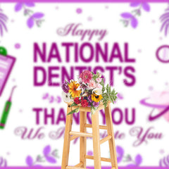 Lofaris White Purple Leaf Happy National Dentists Backdrop