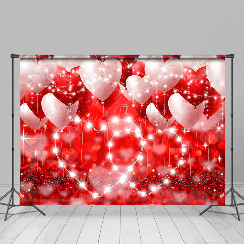 Lofaris White Red Balloons Lighted Valentines Day Backdrop