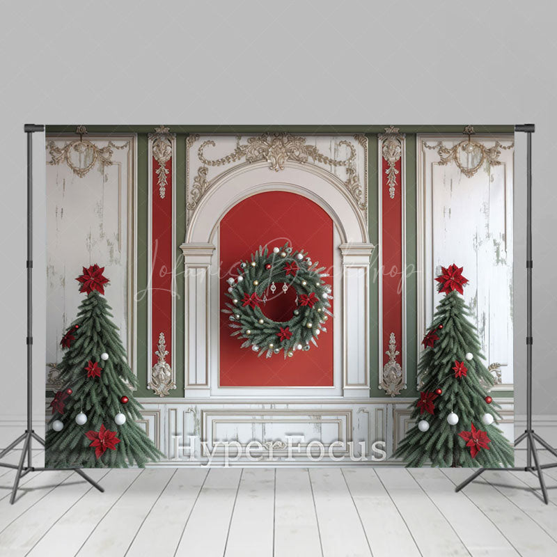 Lofaris White Red Green Wall Festive Christmas Vibe Backdrop