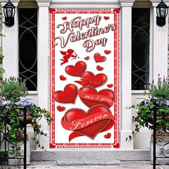 Lofaris White Red Hearts Happy Valentines Day Door Cover