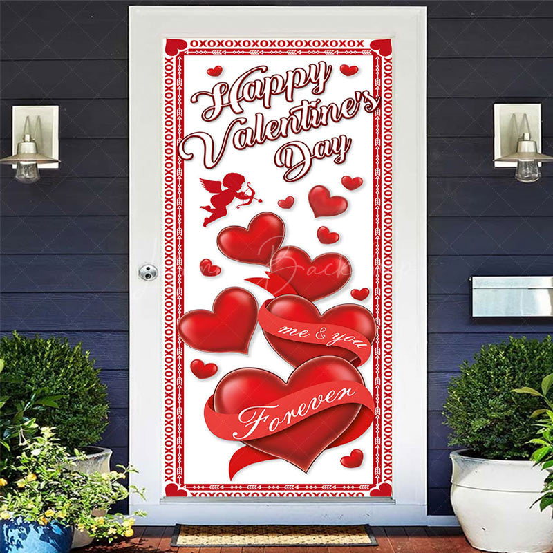 Lofaris White Red Hearts Happy Valentines Day Door Cover