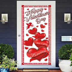 Lofaris White Red Hearts Happy Valentines Day Door Cover