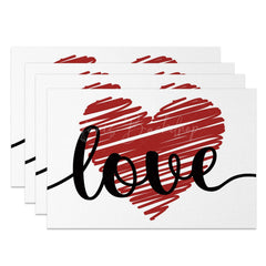 Lofaris White Red Love Valentines Day Set Of 4 Placemats