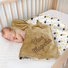 Lofaris White Repeated Yellow Pineapple Minky Baby Blanket