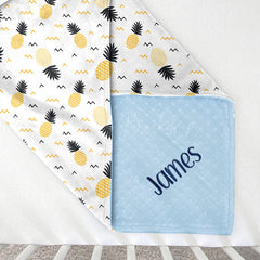 Lofaris White Repeated Yellow Pineapple Minky Baby Blanket