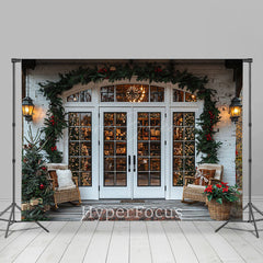 Lofaris White Retro Christmas Vibe Store Scene Photo Backdrop