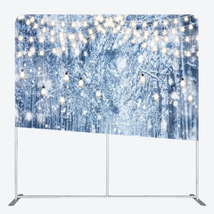 Lofaris White Snowfield Forest Lights Christmas Backdrop