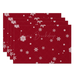 Lofaris White Snowflake Dark Red Christmas Set Of 4 Placemats