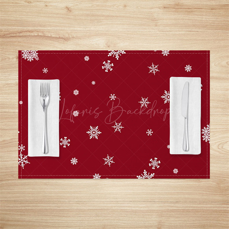 Lofaris White Snowflake Dark Red Christmas Set Of 4 Placemats