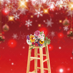 Lofaris White Snowflake Festive Red Christmas Bells Backdrop