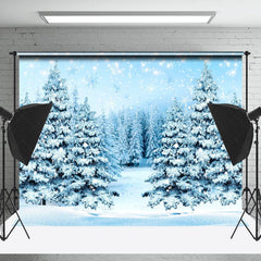 Lofaris White Snowflake Pine Forest Winter Photo Backdrop