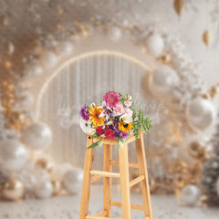 Lofaris White Snowy Trees Balloons Christmas Photo Backdrop