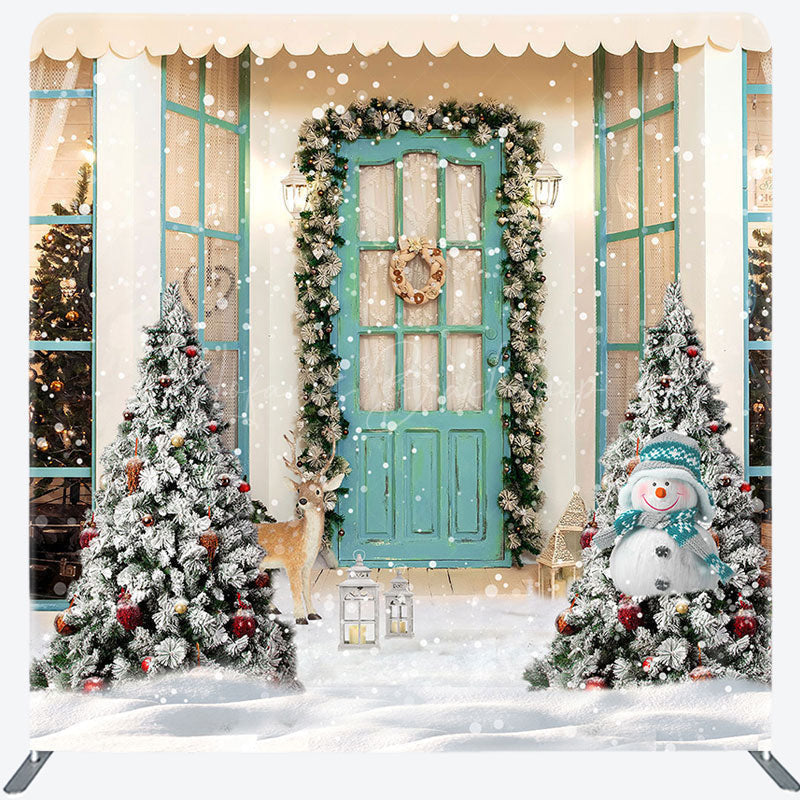 Lofaris White Snowy Window Christmas Pillow Case Backdrop