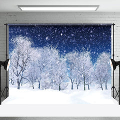 Lofaris White Snowy Winter Night Natural Forest Backdrop